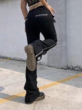 Low Waist Flared Pants Zipper Slim Jeans