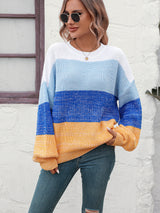 Fashion Color Matching Round Neck Sweater