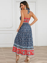 Sexy Halter Bohemian Floral Dress
