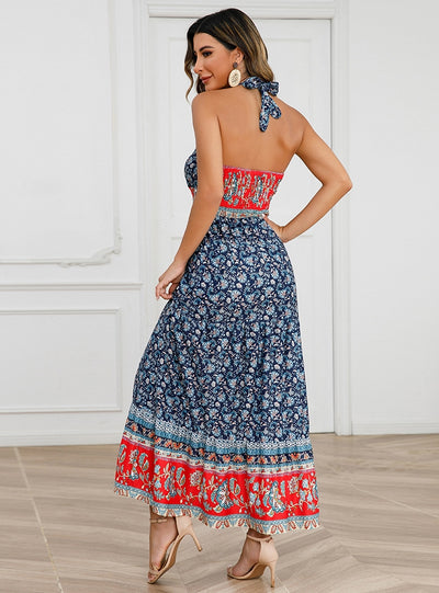 Sexy Halter Bohemian Floral Dress