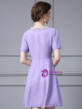 Purple Short Sleeve Mother Of the Brides Dress