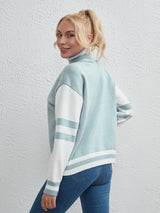 Color Matching Female Long Sleeve Sweater
