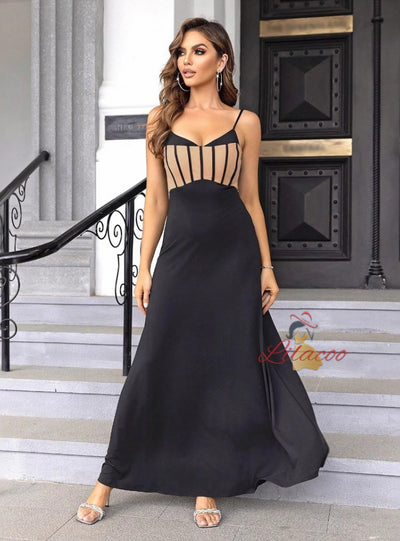 Black Straps Long Party Dress