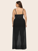 Chiffon Solid Color Bow Tube Top Suit