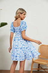 Summer Printed Chiffon Short-sleeved Loose Dress
