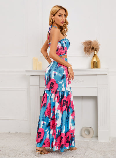 Sexy Bohemian Printed Top+Skirt Two-piece Set