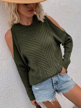 Solid Long-sleeved Round Neck Twisted Rope Sweater