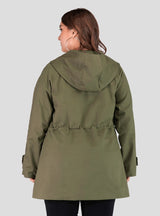 Green Hooded Windbreaker Long Sleeve Coat