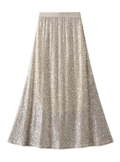 High Waist Sequins Mid-length Hip Skirt