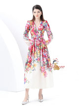 Sexy Lace V-neck Retro Print Dress