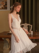Lace Backless Gauze Perspective Suspender Nightdress