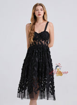 Three-dimensional Flower Tube Top Sling Dress
