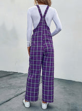 Casual Plaid Suspender Jumpsuit