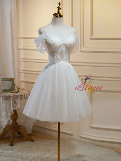 Ivory Tulle Pleats Homecoming Dress