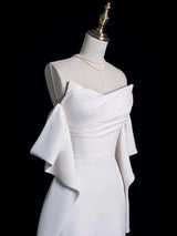 Sexy White Mermaid Strapless Pleats Wedding Dress