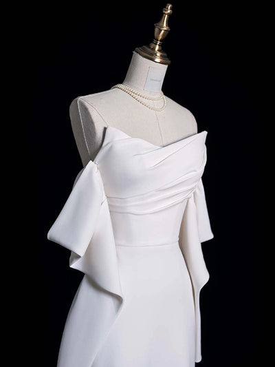 Sexy White Mermaid Strapless Pleats Wedding Dress