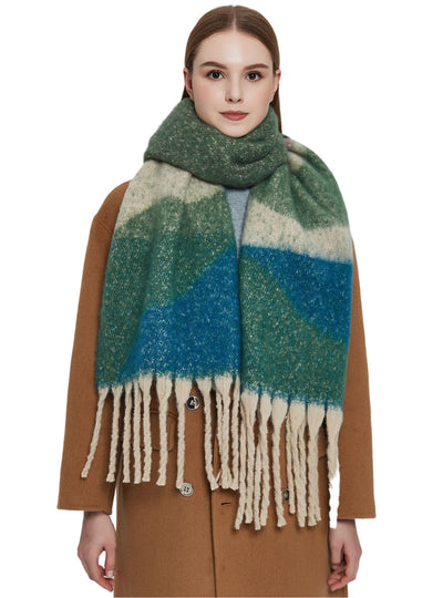 Geometric Thick Tassels Thick Warm Scarf