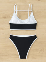 Contrasting Sexy Openwork Bikini