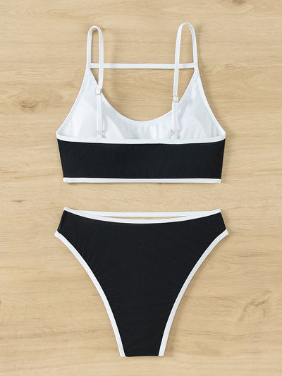 Contrasting Sexy Openwork Bikini