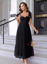 Straps Tulle Long Party Dress