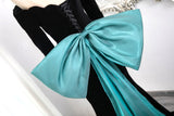 Black Mermaid Velvet Long Sleeve Prom Dress
