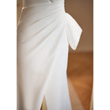 White Mermaid Off the Shoulder Pleats Wedding Dress