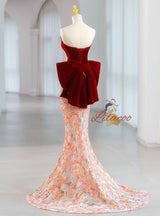 Mermaid Velvet Sequins Prom Dress