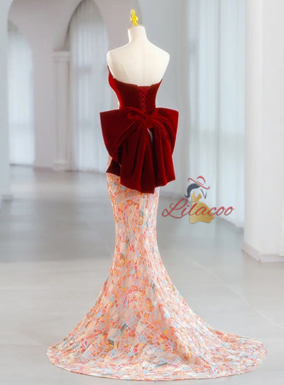 Mermaid Velvet Sequins Prom Dress