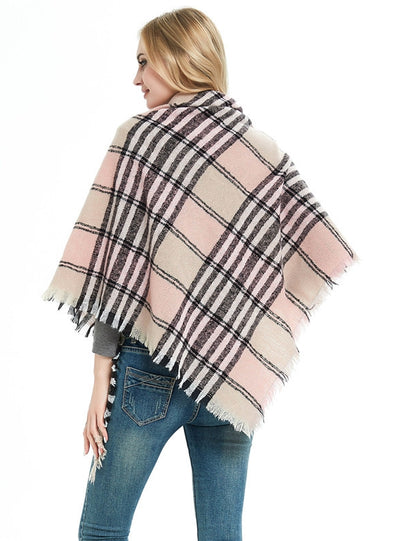 Plaid Triangle Scarf Pink Scarf Shawl