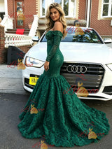 Green Mermaid Long Sleeve Prom Dress