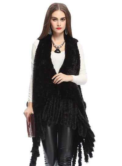 Hand-woven Fringed Vest Fur Shawl