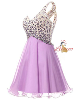 Purple One Shoulder Crystal Homecoming Dress