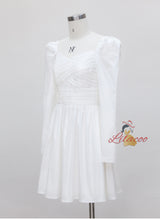 White Long-sleeved Mid-length Dress