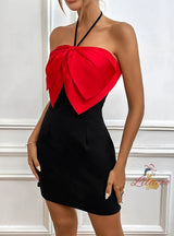 Bow Halter Suspenders Dress