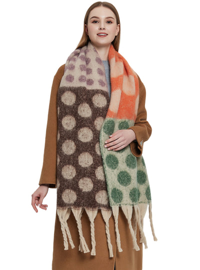 Thickened Thick Tassel Jacquard Large Polka Dot Scarf