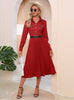 Slim-fit Long Sleeve Pleats Dress