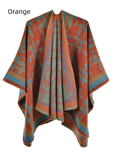 Retro Camouflage Plaid Split Shawl