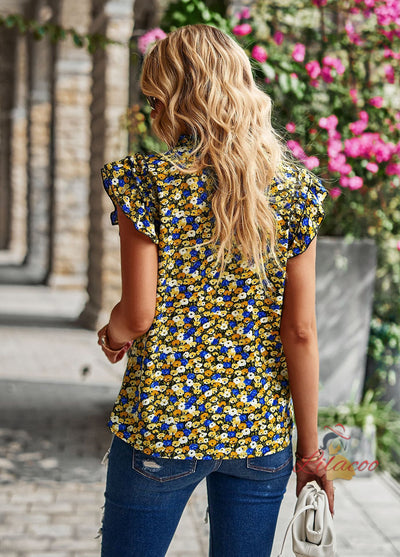 Fashion V-neck Floral Top