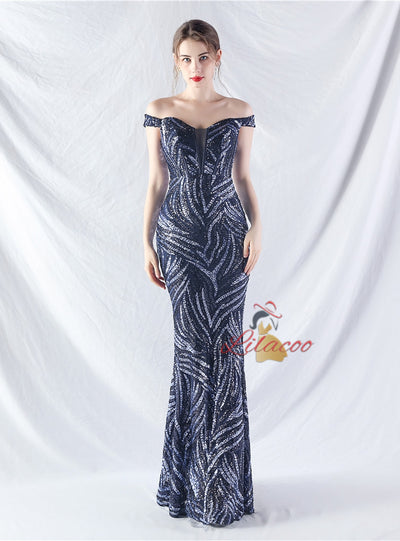 Mermaid Off the Shoulder Sequins Prom Dress