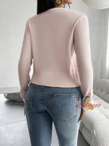 Slim Cardigan Long Sleeves Buttons Sweater