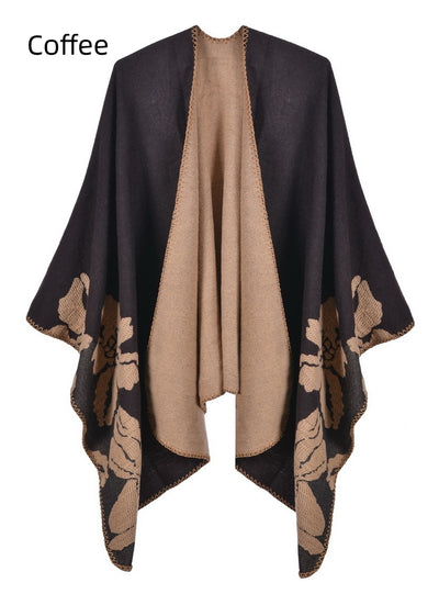 Retro Big Flower Double-sided Cashmere Cloak