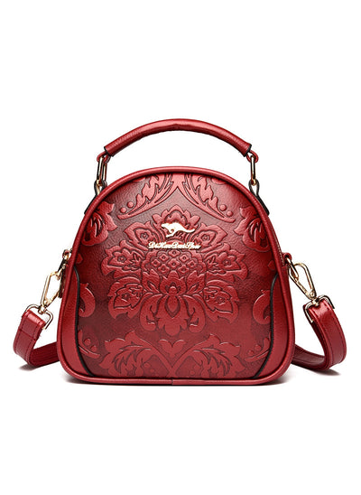 Round Bag Embossed Shoulder Slung Handbag