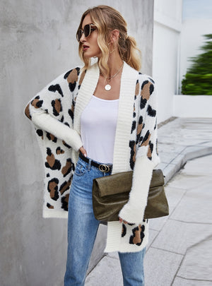 Fashion Leopard Print Cardigan Sweater Coat