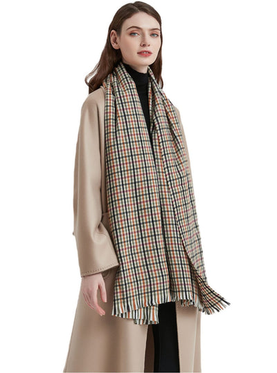 Women Small Plaid Retro Scarf