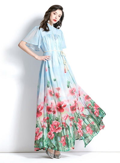 Bohemian Short-sleeved Printed Dress