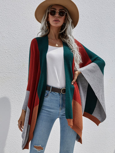 Plaid Loose Knit Cardigan Coat Sweater