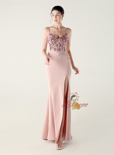 Memraid Spaghetti Straps Appliques Prom Dress