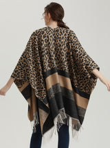 Leopard Tassel Scarf Shawl Cloak