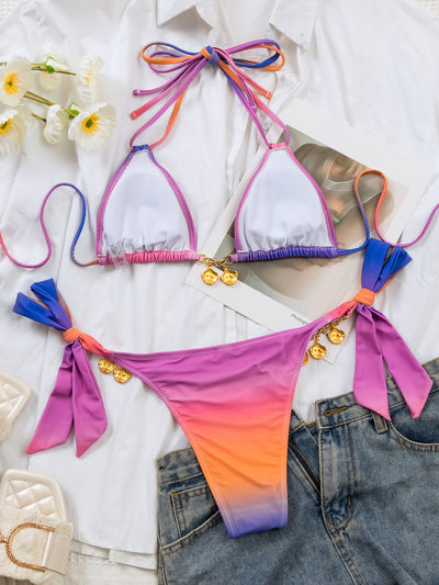 Sexy Gradient Printed Shell Accessories Bikini
