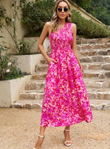 One Shoulder Printed Pocket Long Dress